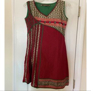 Red & Green Kurti Top